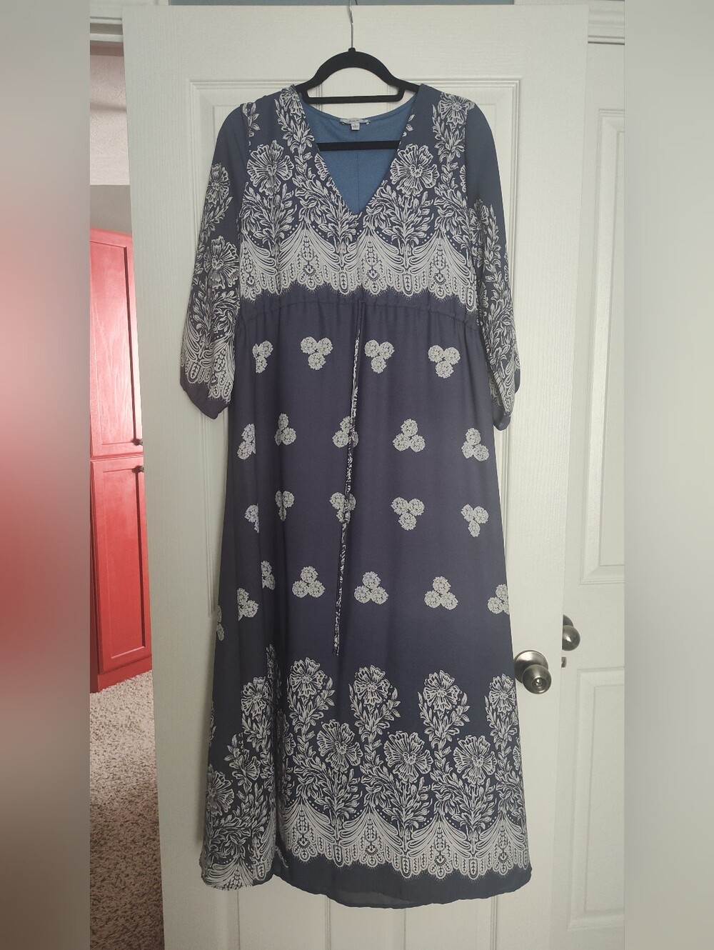 Roolee white birch Blue and White Floral V-Neck Maxi Dress
